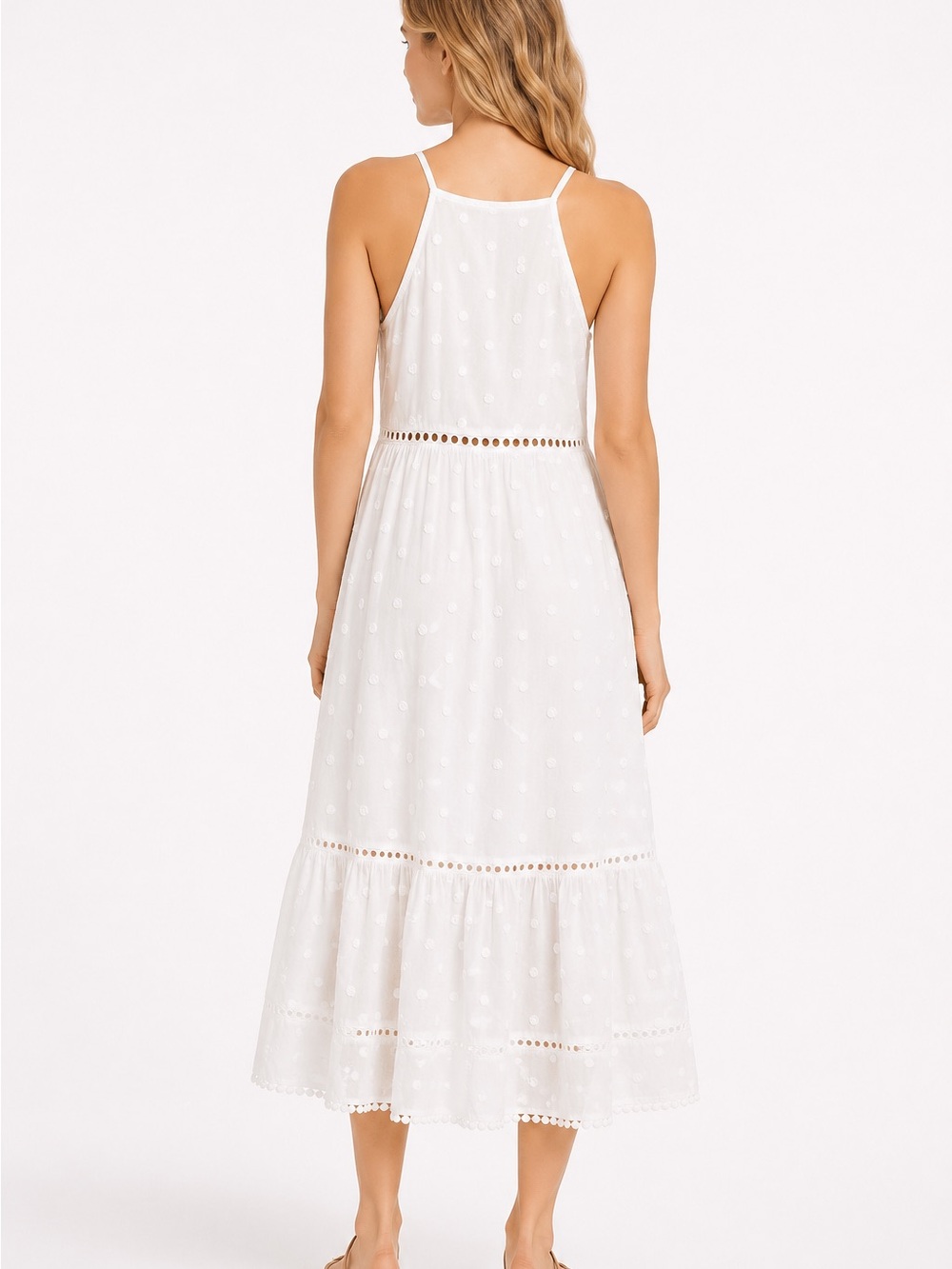 Farm Rio “Harmonia” White Eyelet Daisy Midi Dress - Sz Small or Medium - Picture 6 of 10